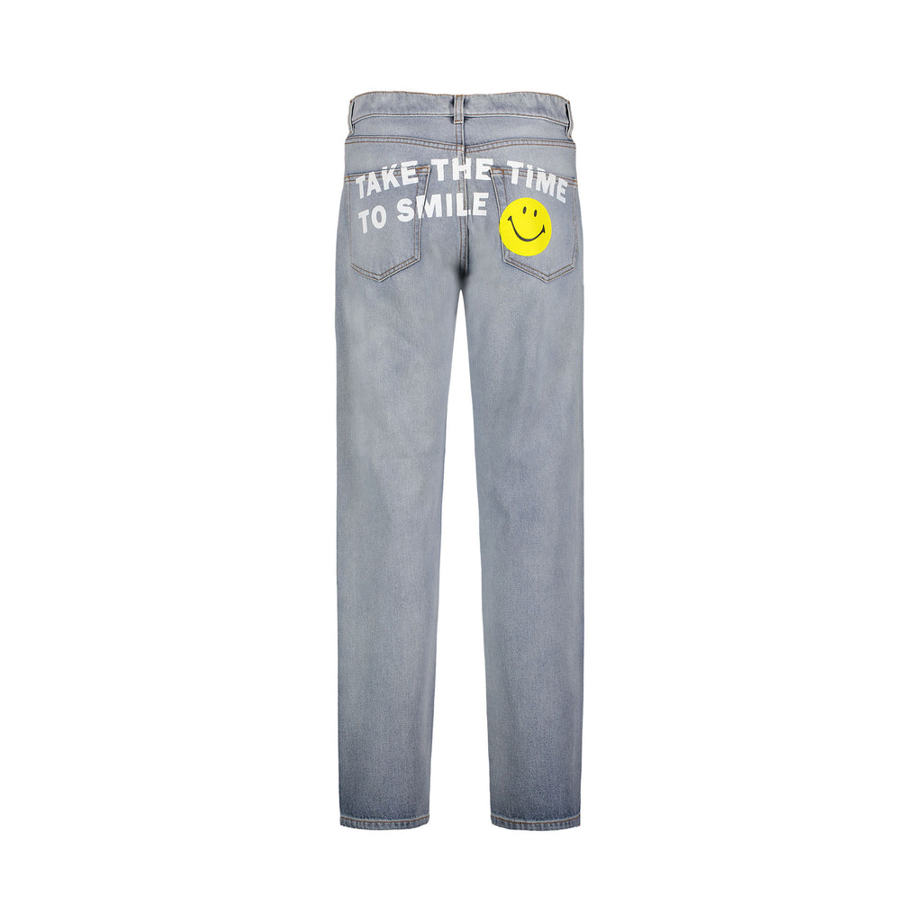 Light Blue Washed Denim with smiley print