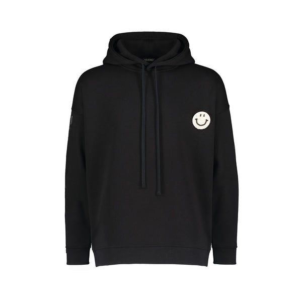 Black Hoddie with smile pearl pin