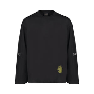 BLACK EMBROIDERY LONG TS