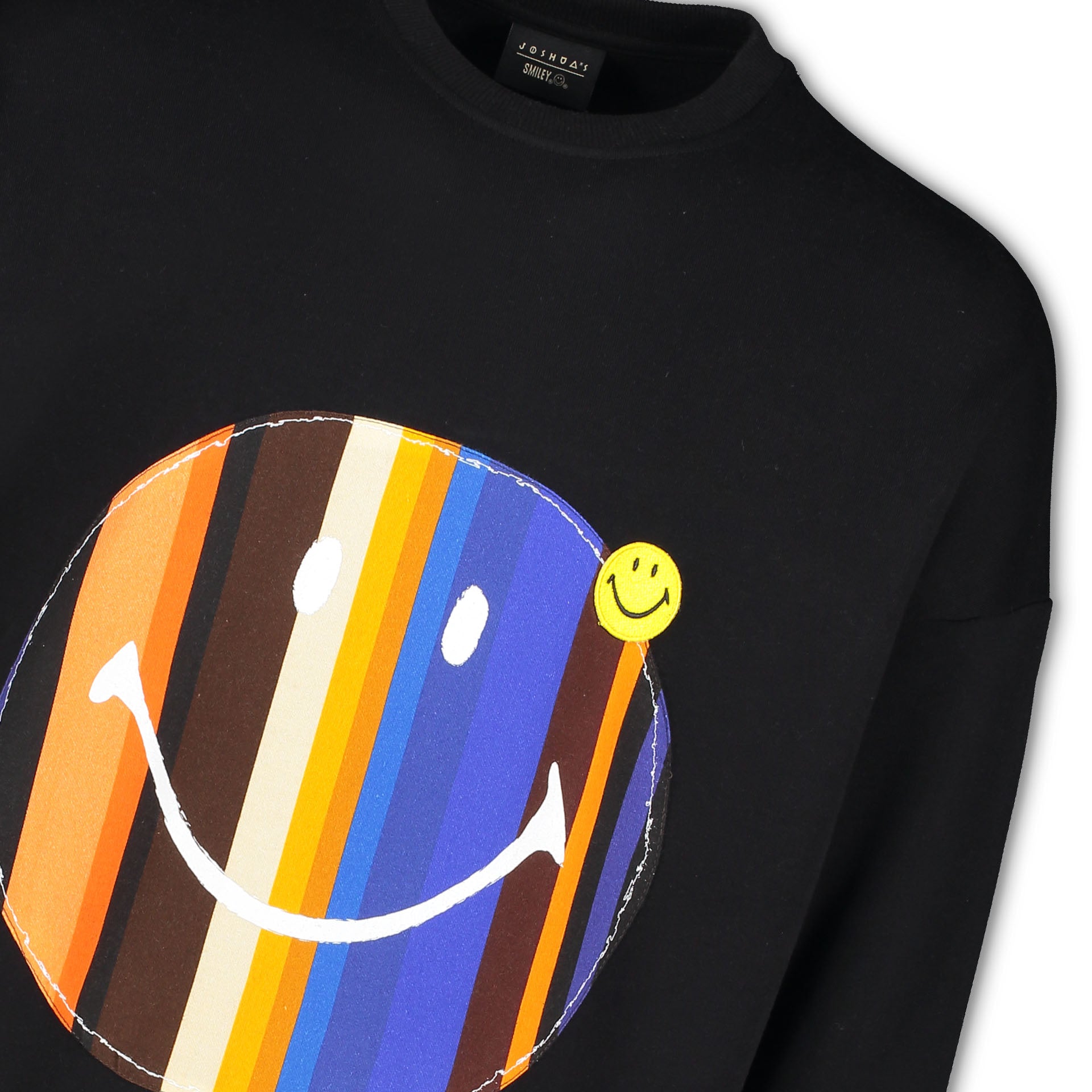BLACK STRIPED SMILE CREWNECK