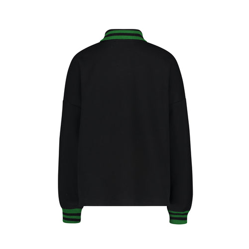 BLACK STRIPED DOUBLE SMILE POLO
