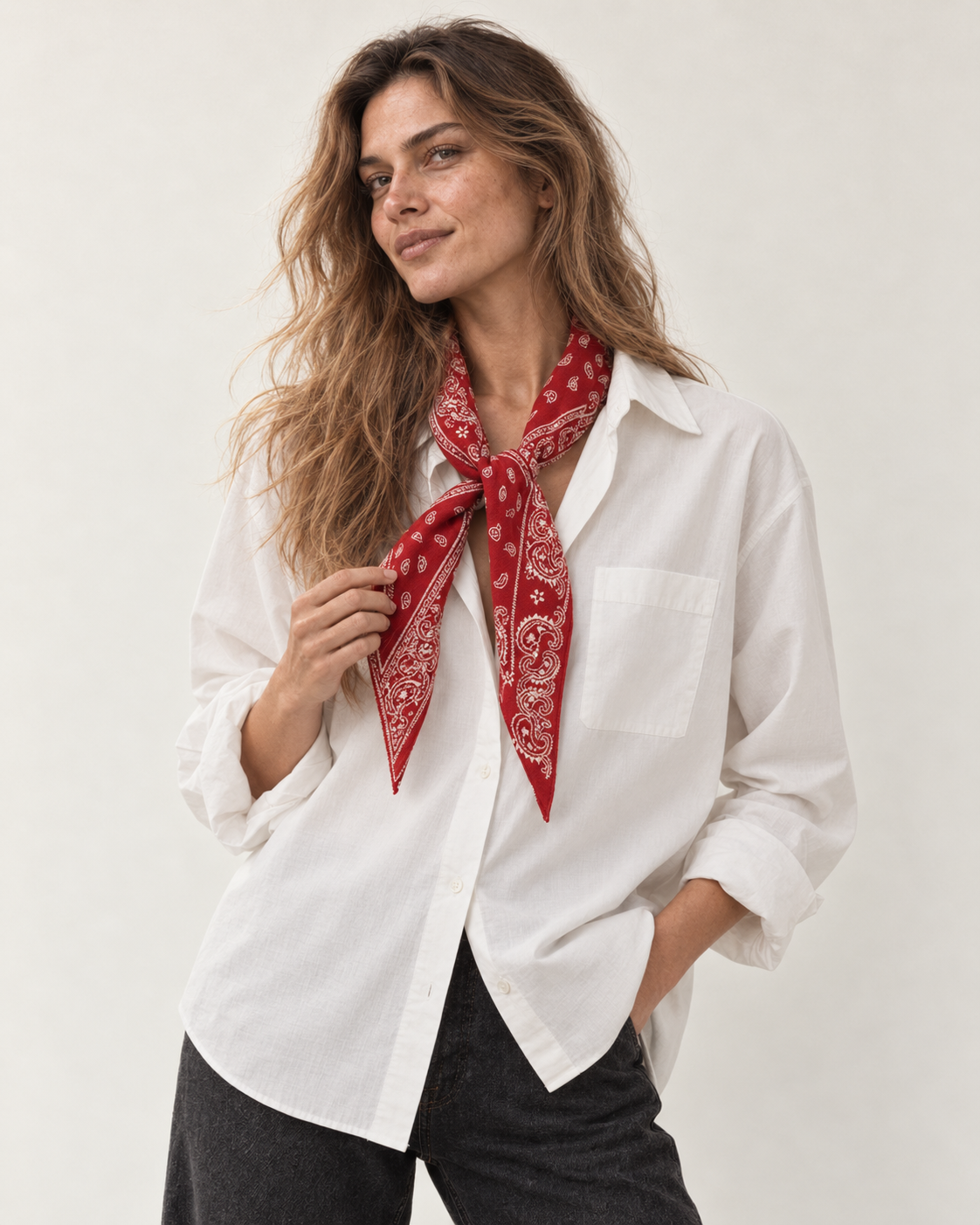 RED BANDANA SCARF