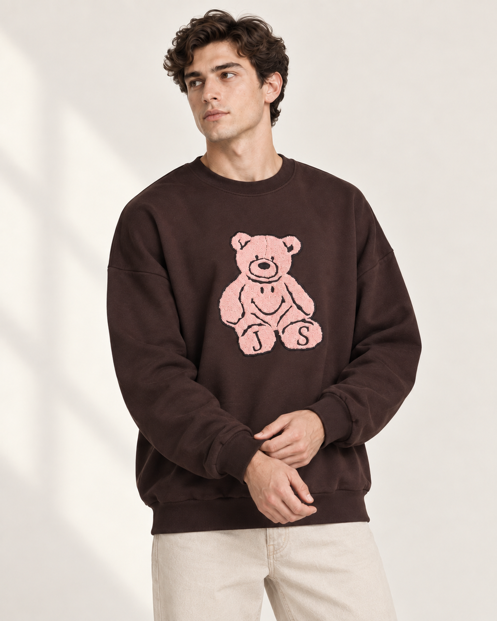 BROWN EMBROIDERY BEAR CREW