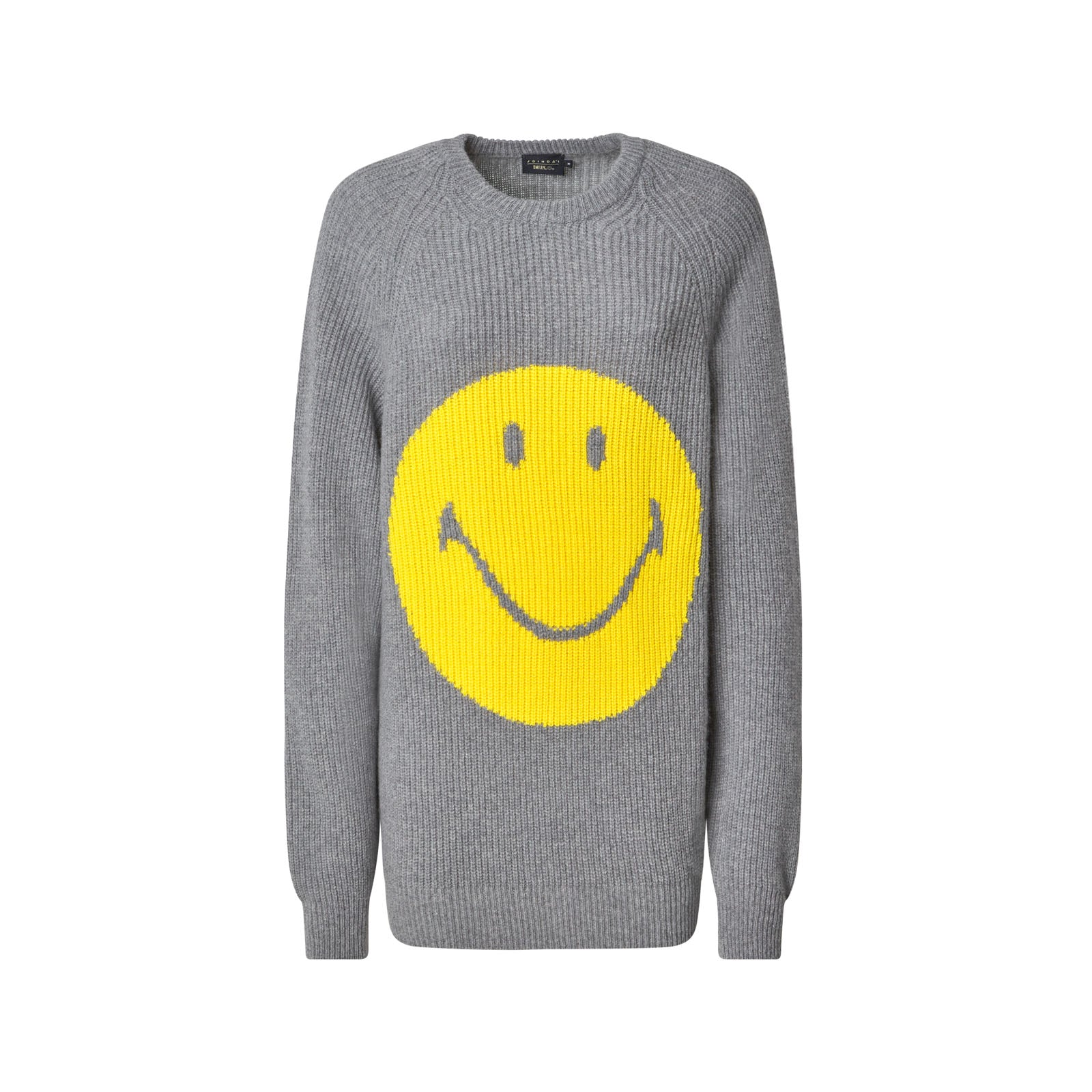 GREY  RAGLAN SMILEY SWEATER