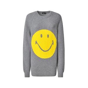 GREY  RAGLAN SMILEY SWEATER