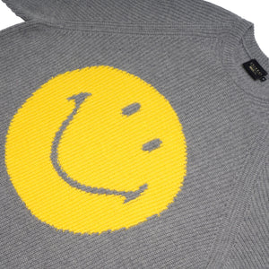 GREY  RAGLAN SMILEY SWEATER