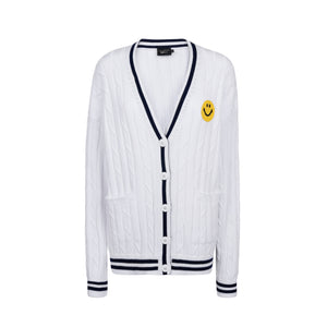 WHITE CABLE CARDIGAN