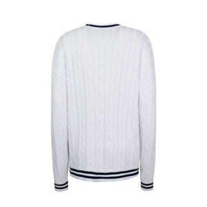 WHITE CABLE CARDIGAN